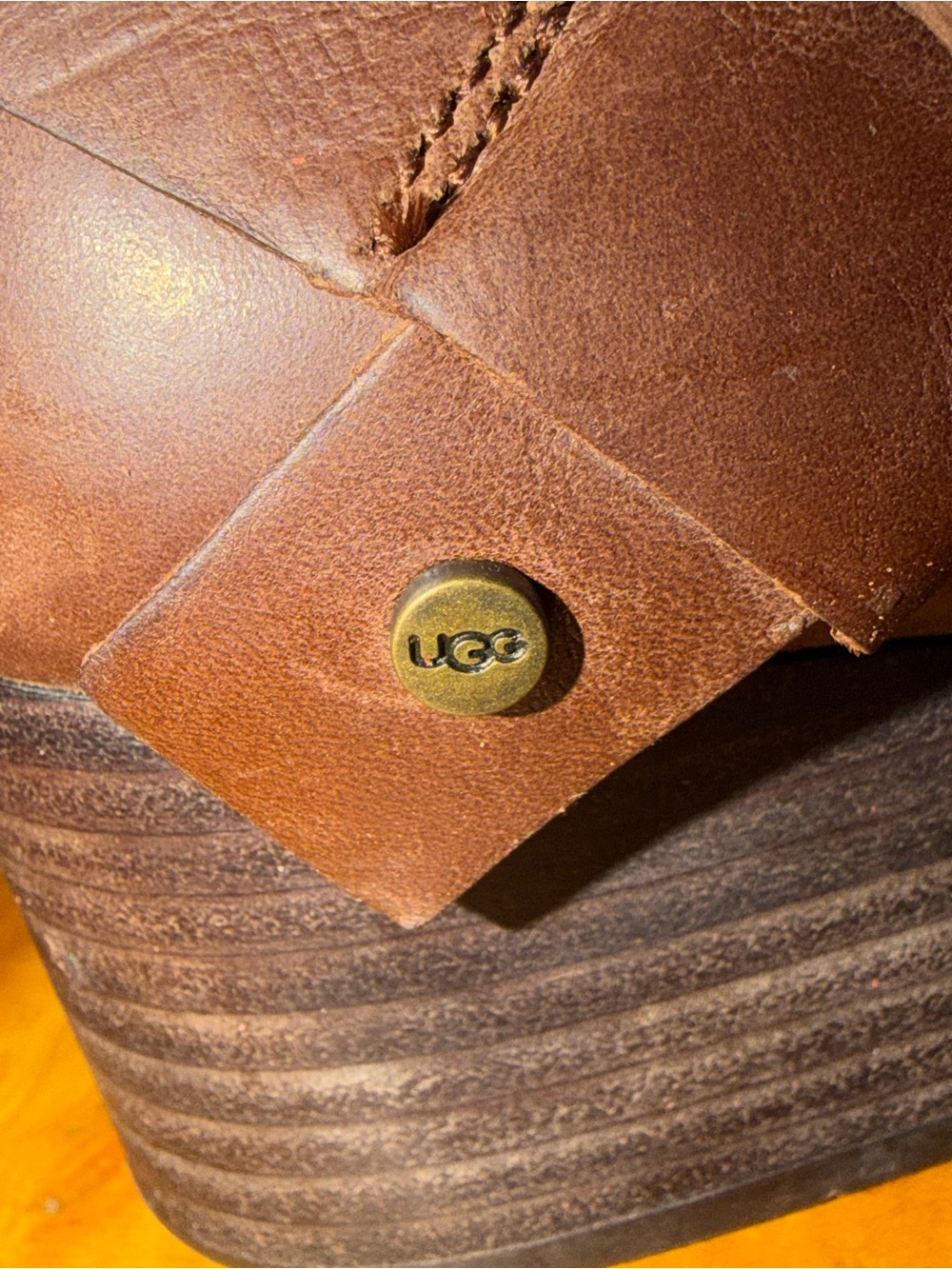 UGG Elysian Women's 1095792 Coconut Brown Leather Harness Ankle Boots Size 8 - Picture 8 of 10